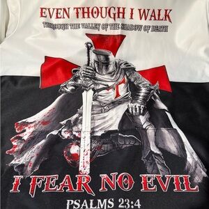 Graphic Knight Psalms 23:4 Tee - Red, Black, White